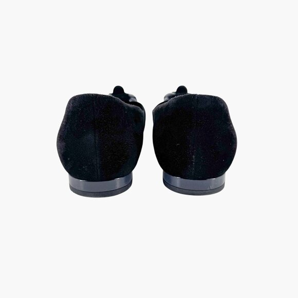 Chanel Camellia CC Ballet Flats Black Suede Size 38.5 US 7.5–8 Women Flower Logo - Picture 6 of 14